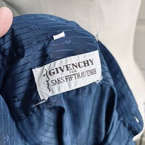 Givenchy for Saks Vintage Logo Dot‎ Striped Retro Button Up Shirt Medium Blue